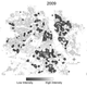 Density of dengue cases recorded in New Delhi in 2008, 2009 and 2010 (Telle et al., 2016).